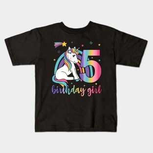 5th Birthday Cute Unicorn Girls Kids T-Shirt